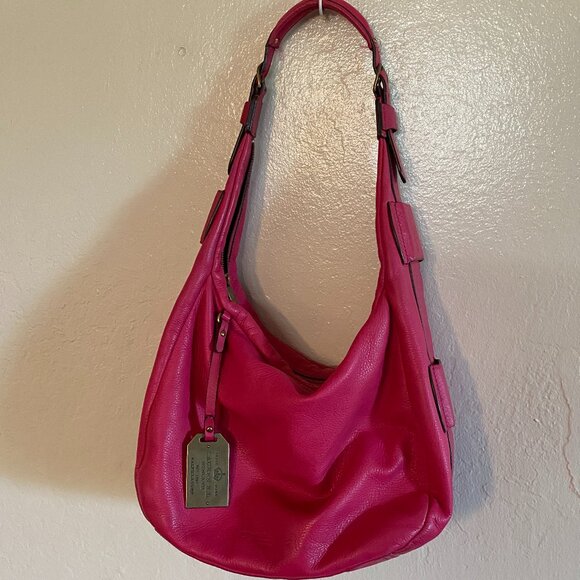 Ralph Lauren Pebbled Leather Shoulder Bag - Hot Pink - Brass Hardware - Picture 1 of 15